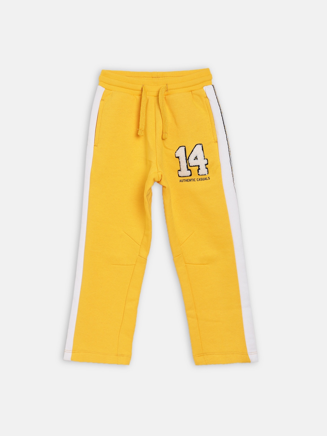 Blue Giraffe Boys Yellow & White 100% Cotton Solid Joggers
