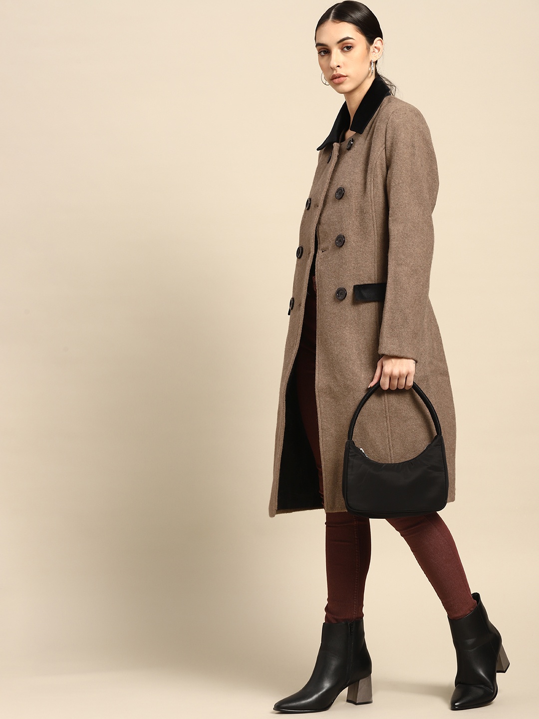 

all about you Women Brown Solid Longline Coat