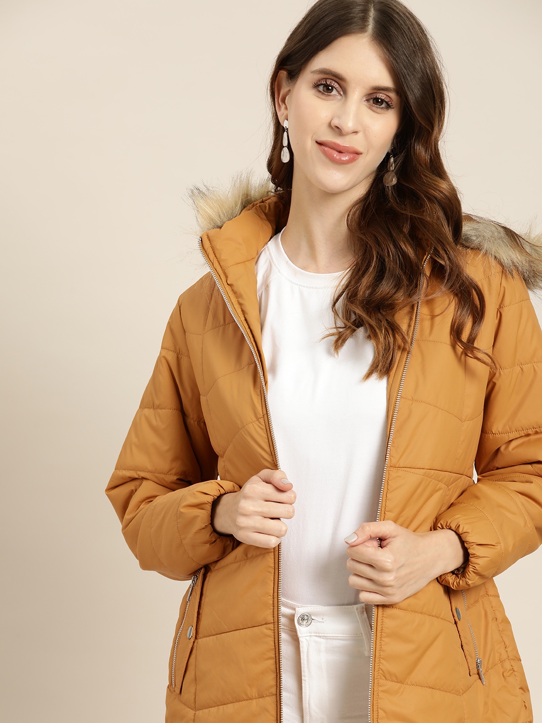 

all about you Women Mustard Solid Parka Jacket
