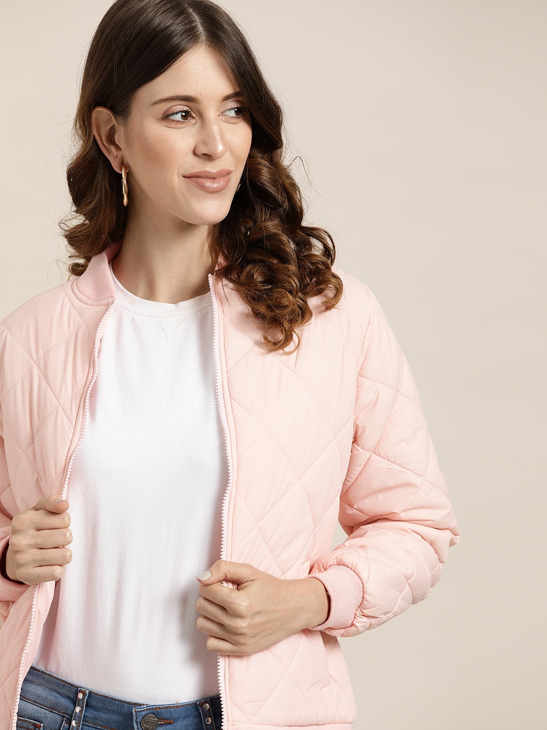 

all about you Women Pink Solid Bomber Jacket