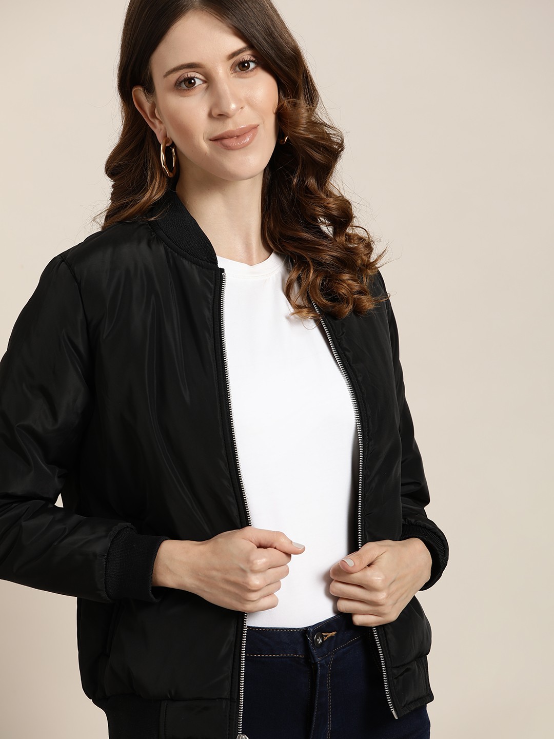 

all about you Women Black Solid Bomber Jacket