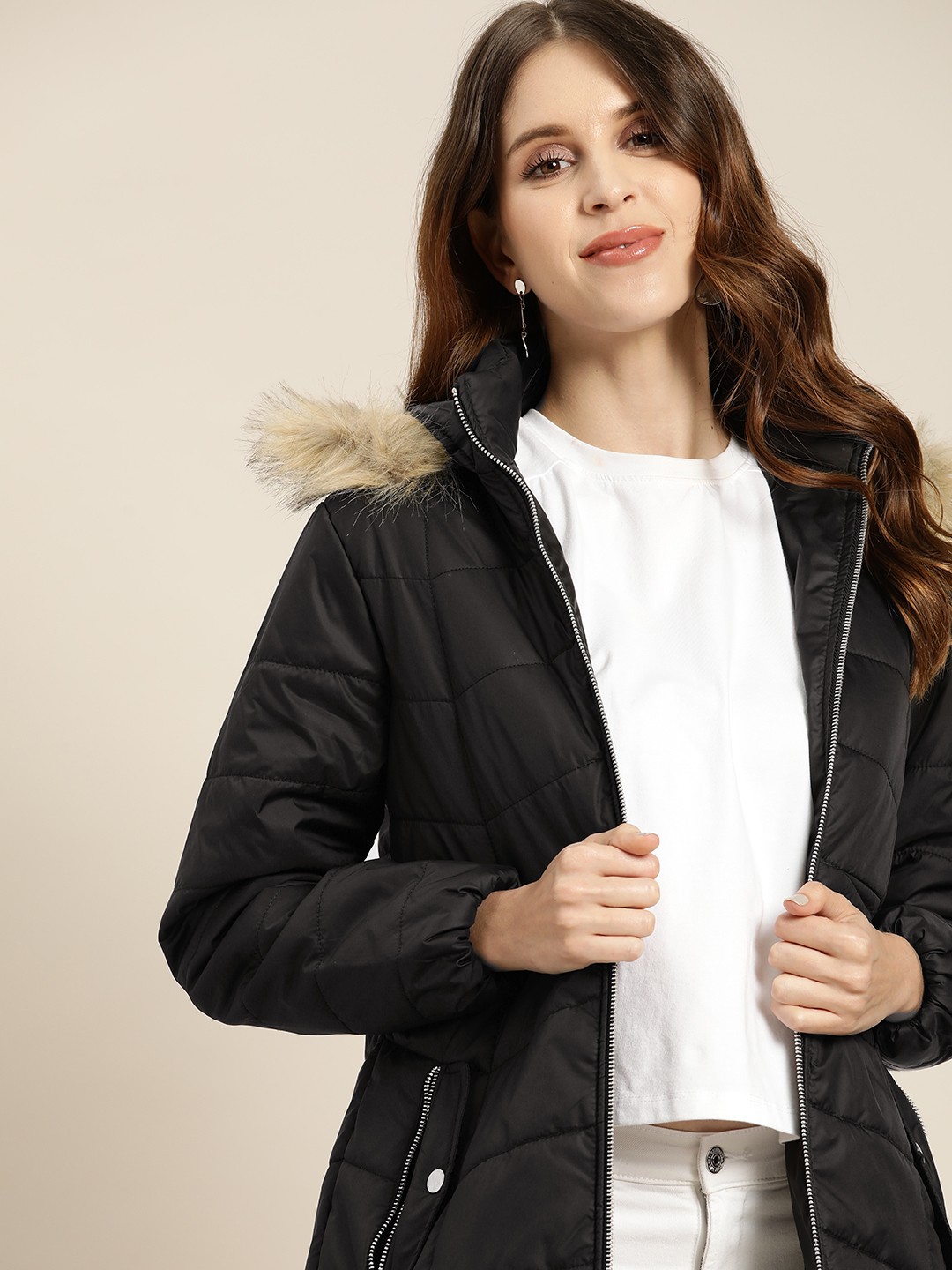 

all about you Women Black Solid Hooded Parka Jacket