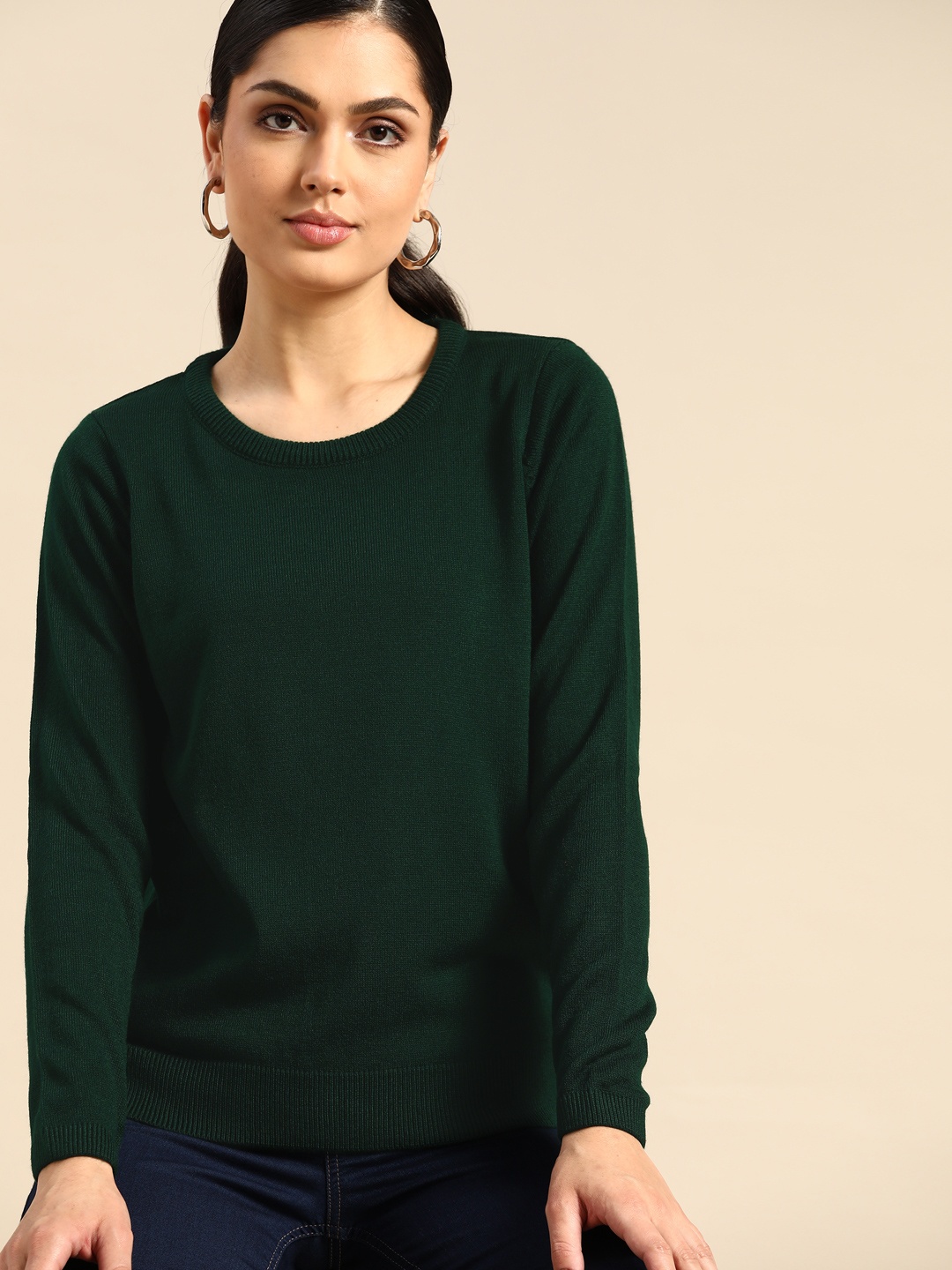 

all about you Women Green Solid Pullover
