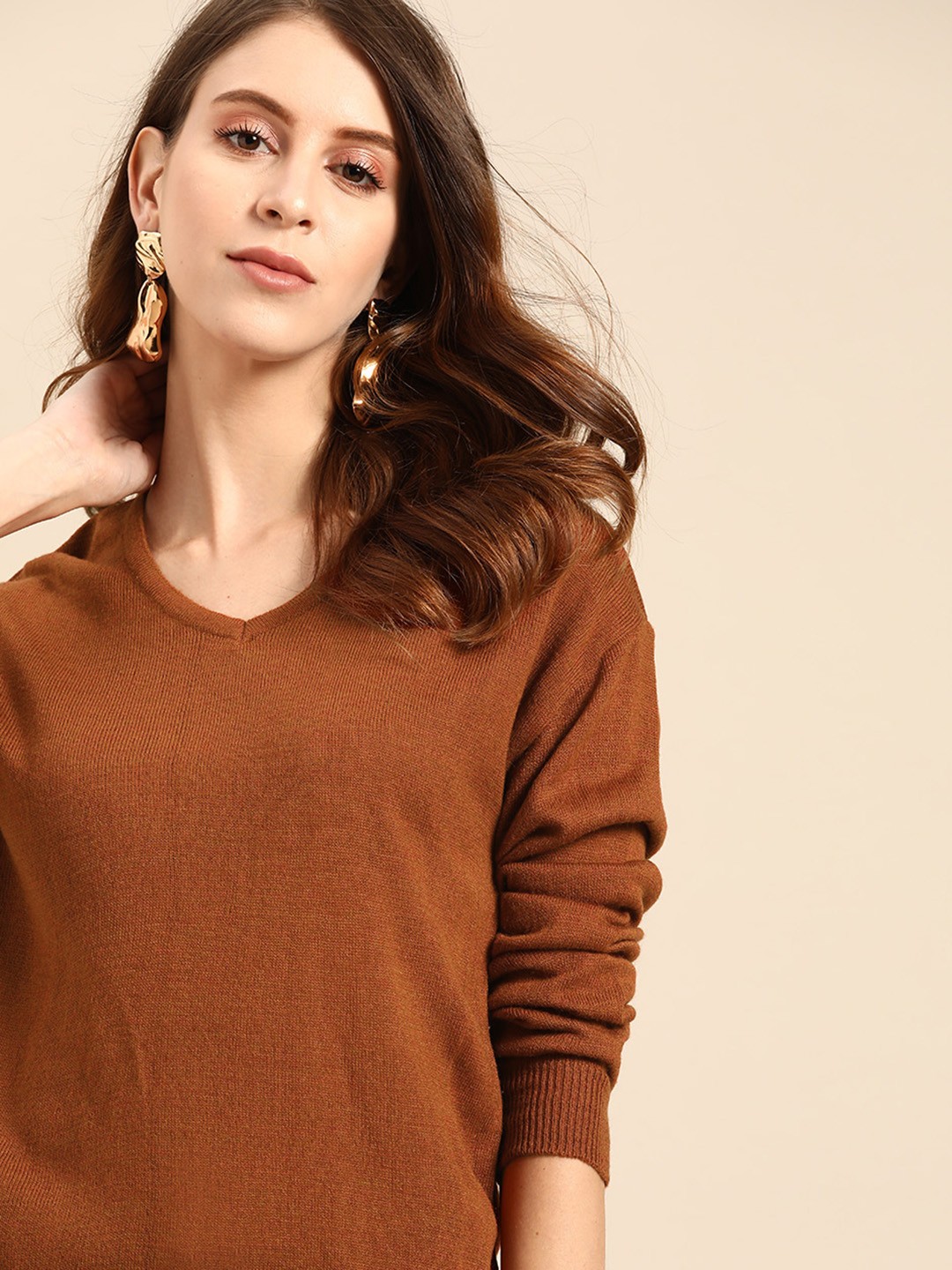 

all about you Women Brown Solid Pullover
