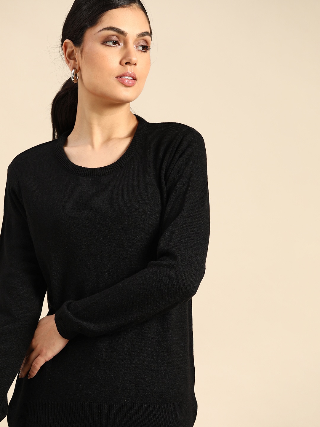 

all about you Women Black Solid Pullover