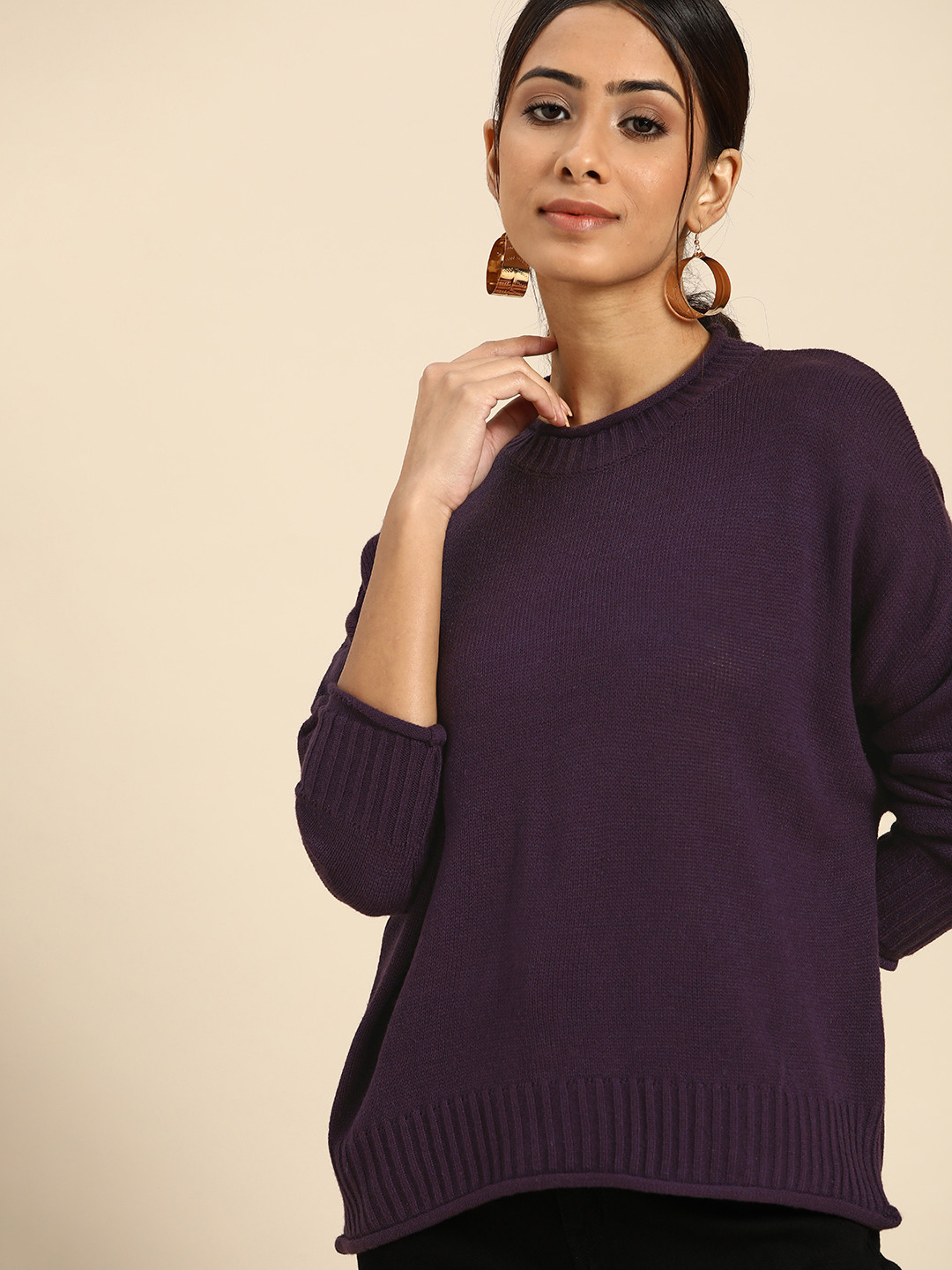 

all about you Women Purple Solid Pullover