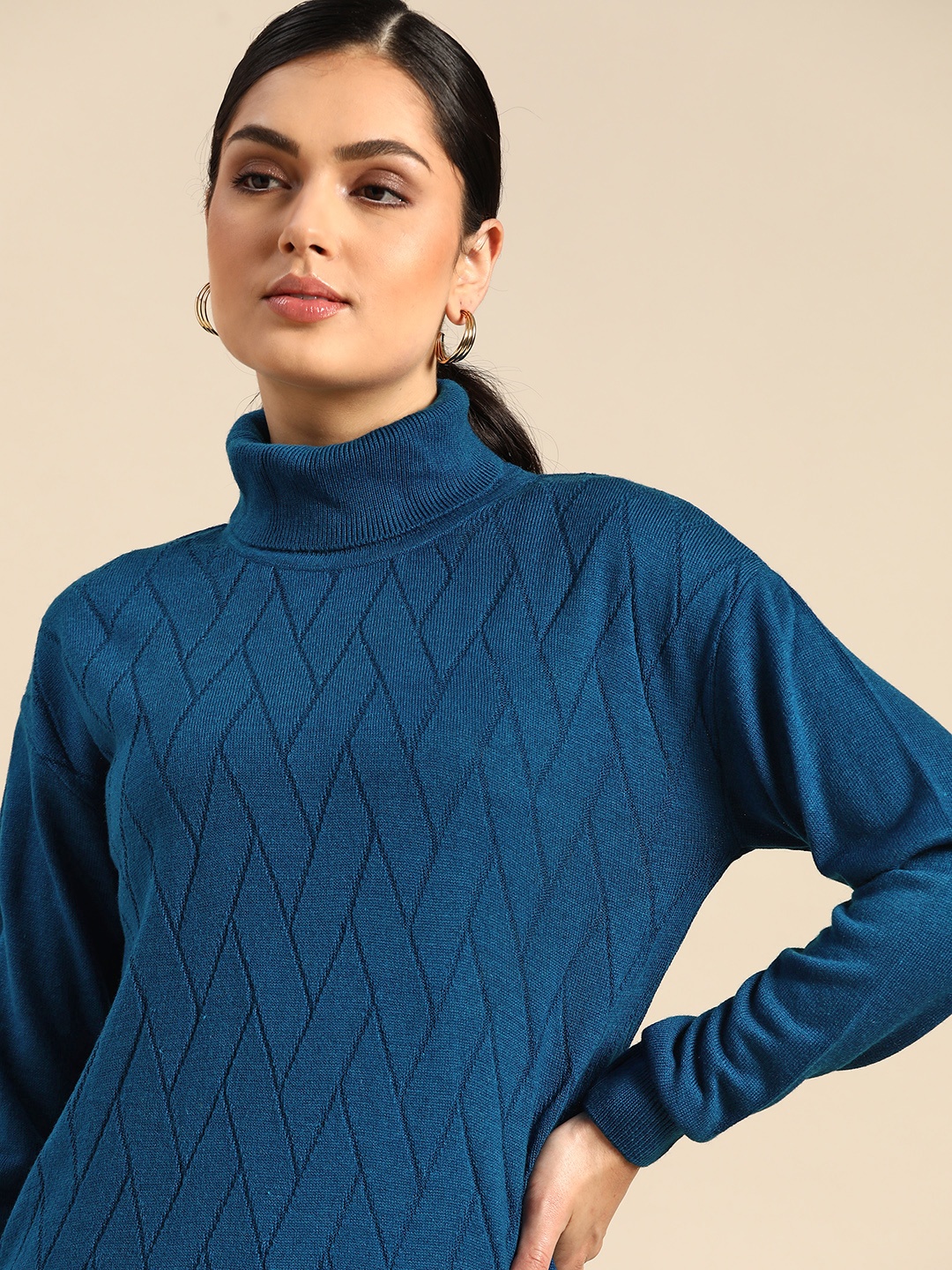 

all about you Women Blue Self-Design Pullover