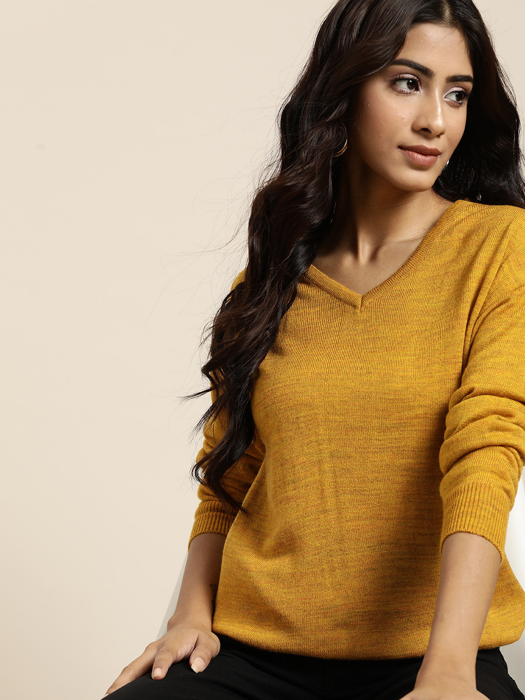 

all about you Women Mustard Yellow Solid Pullover