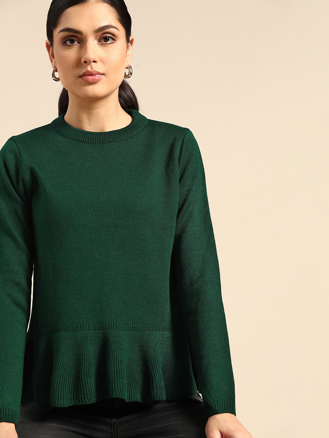 

all about you Women Green Solid Pullover