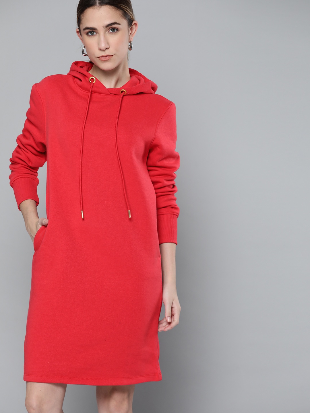 

Chemistry Red Solid Jumper Dress