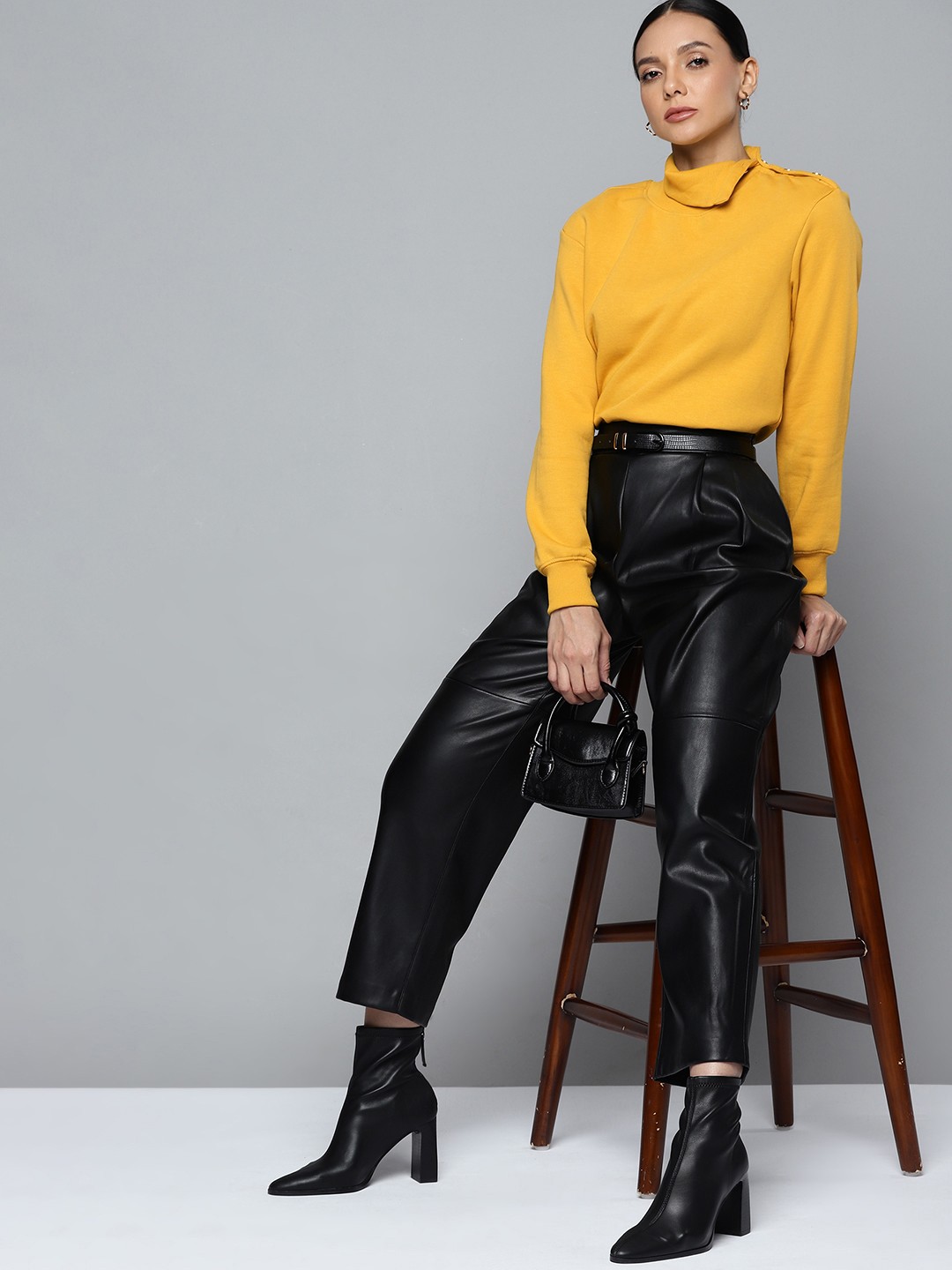

Chemistry Women Mustard Yellow Sweater, Gold