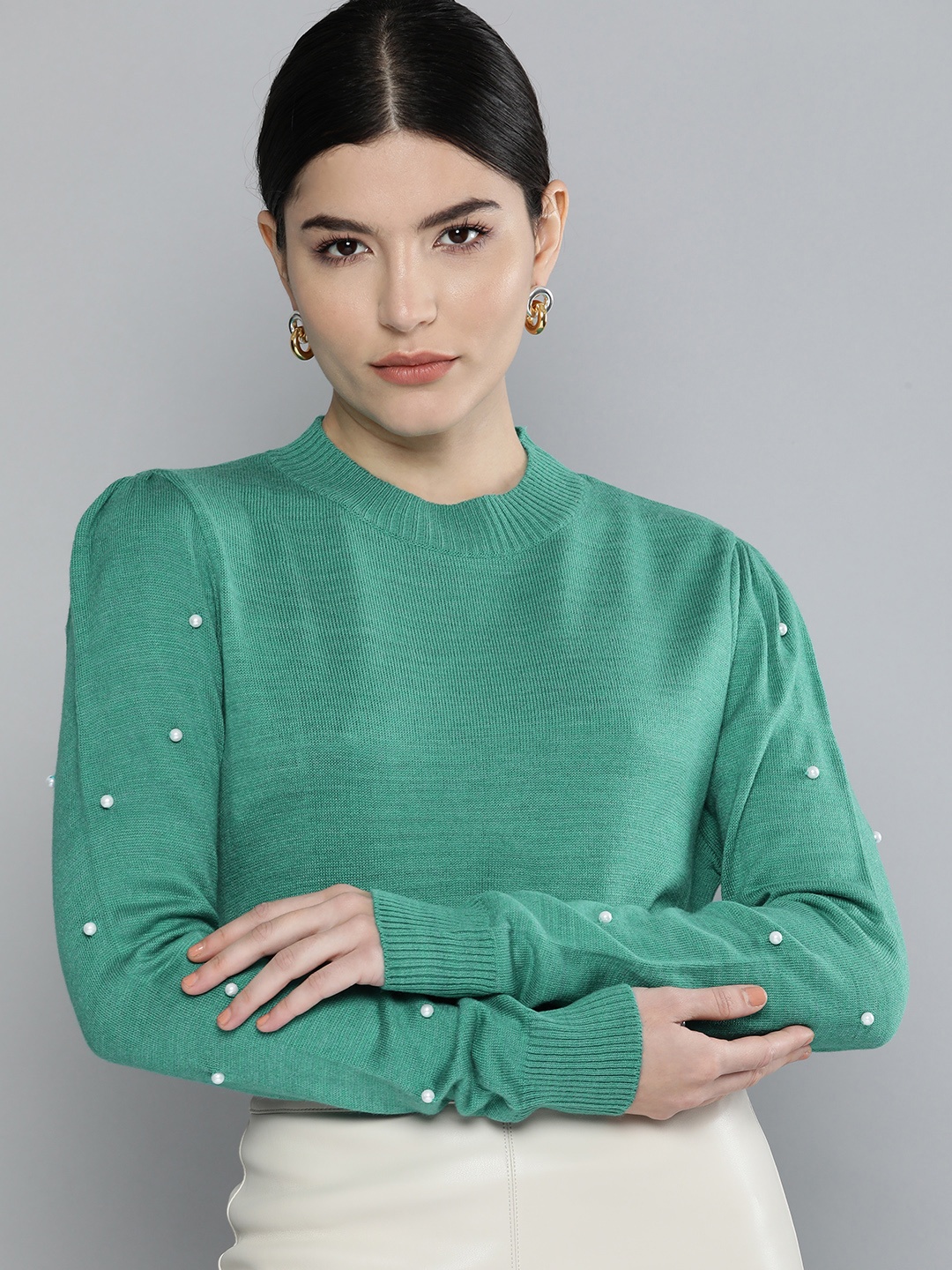 

Chemistry Edition Women Light Sea Green Pullover Sweater