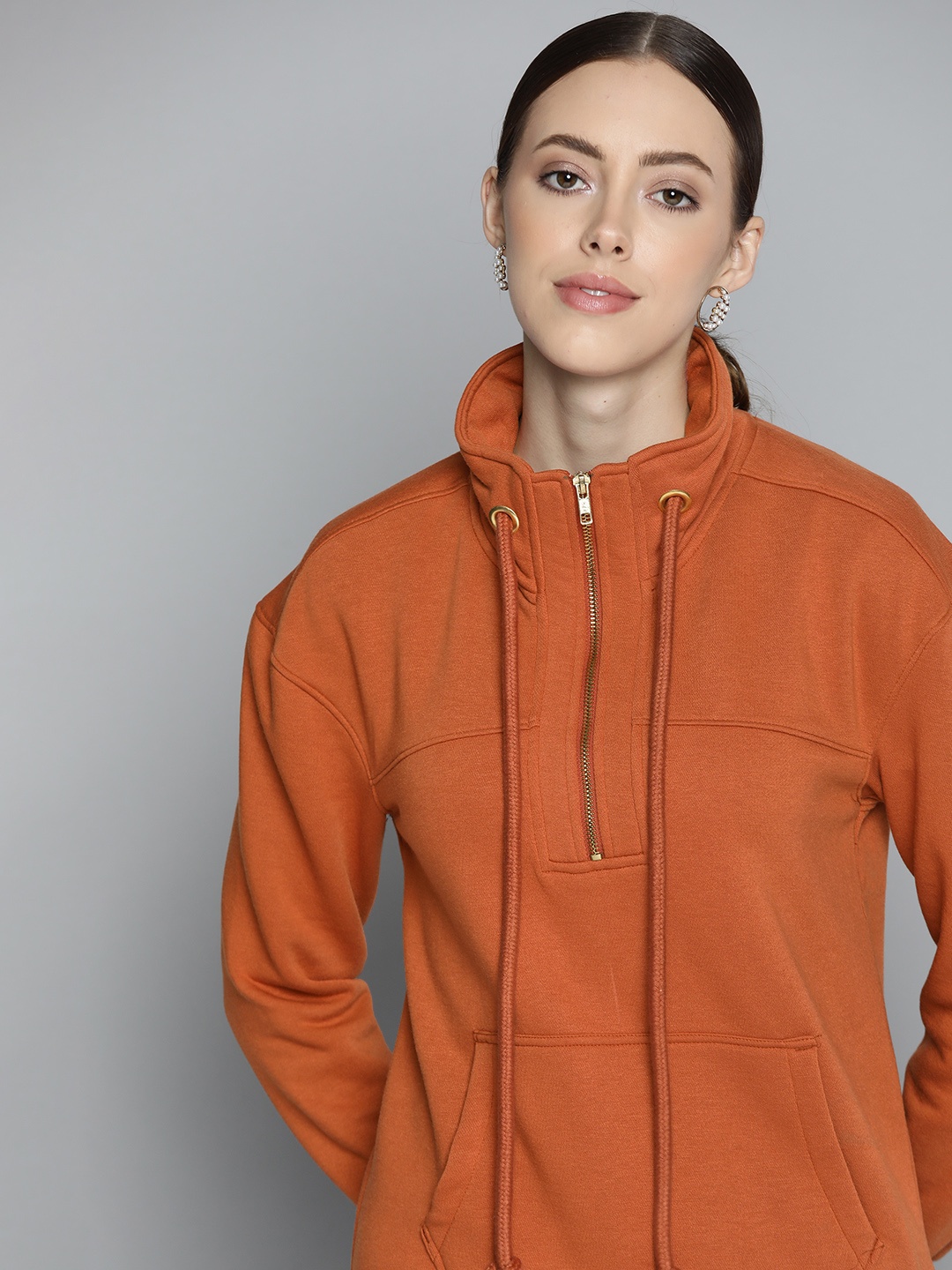 

Chemistry Women Rust Orange Solid Sweatshirt