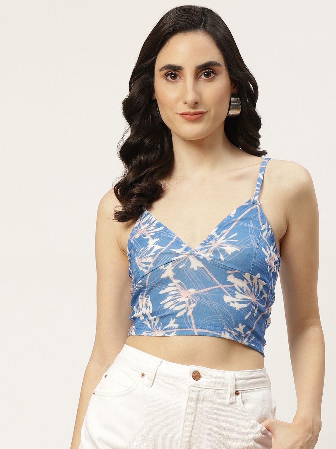 

Trendyol Blue White Floral Bralette Crop Top