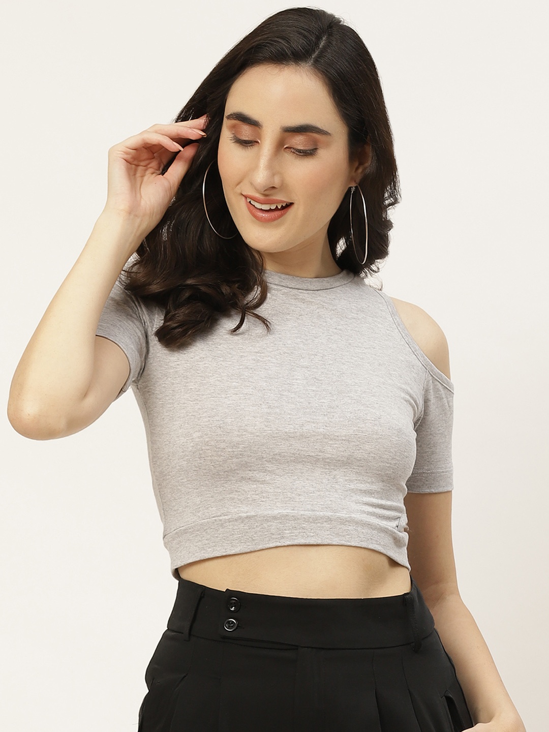 

Trendyol Grey Fitted Crop Top