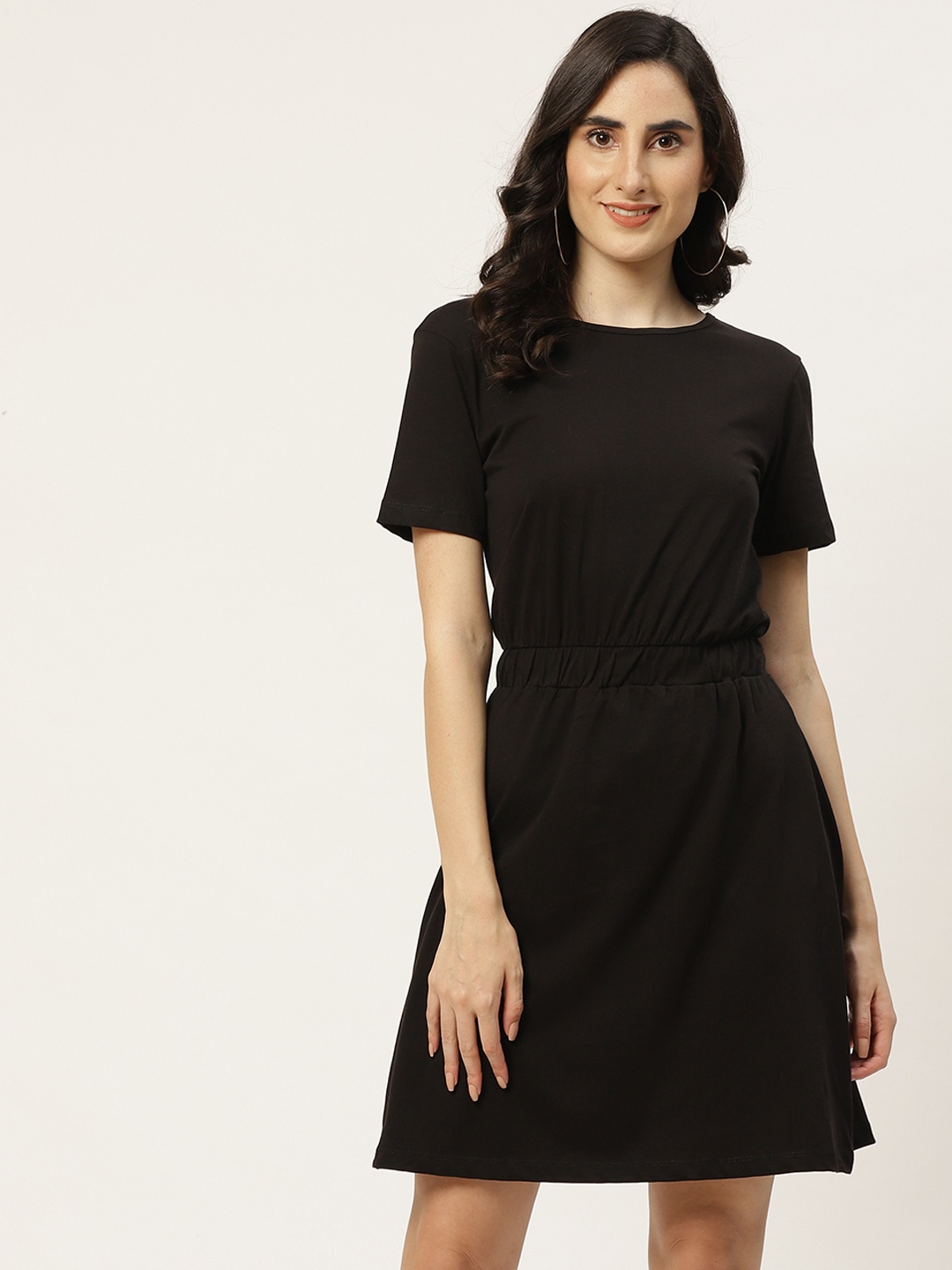 

Trendyol Black Solid A-Line Dress with Cut-Out Detail