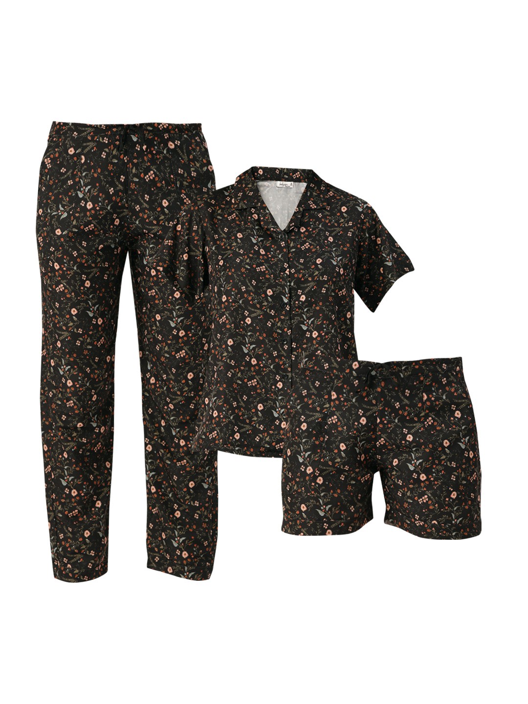 

bedgasm Women Black & Pink Printed Night suit