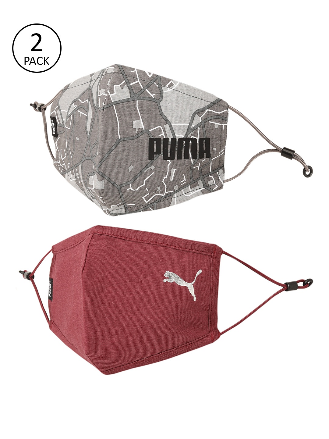 

Puma Unisex Pack Of 2 Adjustable Topo AOP 5-Ply Outdoor Masks, Red