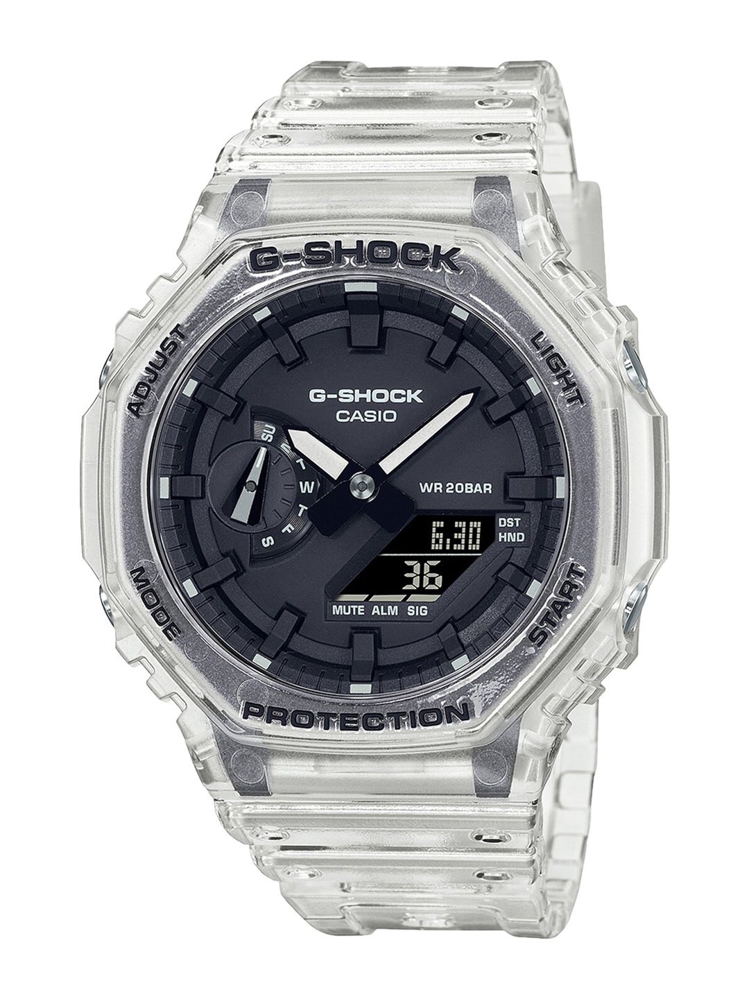 

CASIO Men G-Shock GA-2100SKE-7ADR Black Ana-Digi Dial Translucent Resin Strap G1102