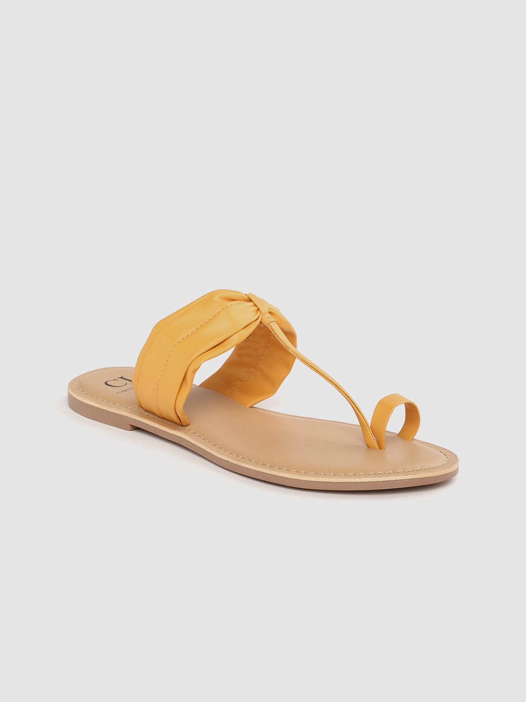 

Carlton London Women Mustard Yellow Solid One Toe Flats