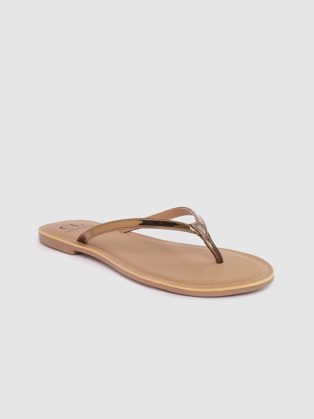 

Carlton London Women Bronze-Toned Solid Open Toe Flats
