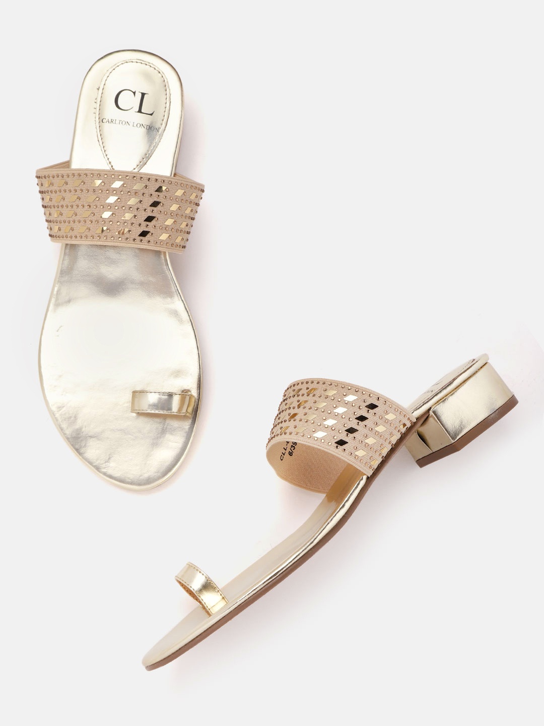 

Carlton London Women Gold-Toned Embellished One Toe Flats
