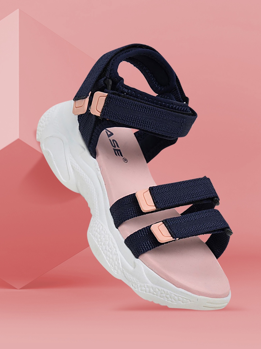 

TRASE Women Navy Blue & Pink Colourblocked Sandals