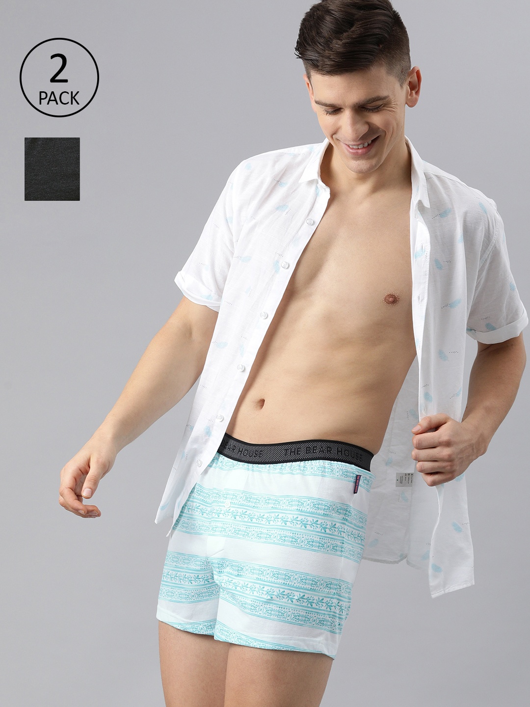 

THE BEAR HOUSE Men Pack Of 2 Assorted Pure Cotton Boxers