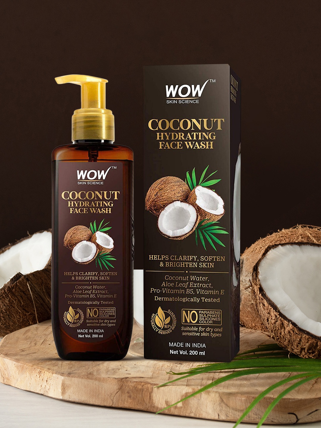 

WOW SKIN SCIENCE Unisex Coconut Hydrating Face Wash with Coconut Water 200 ml, Brown