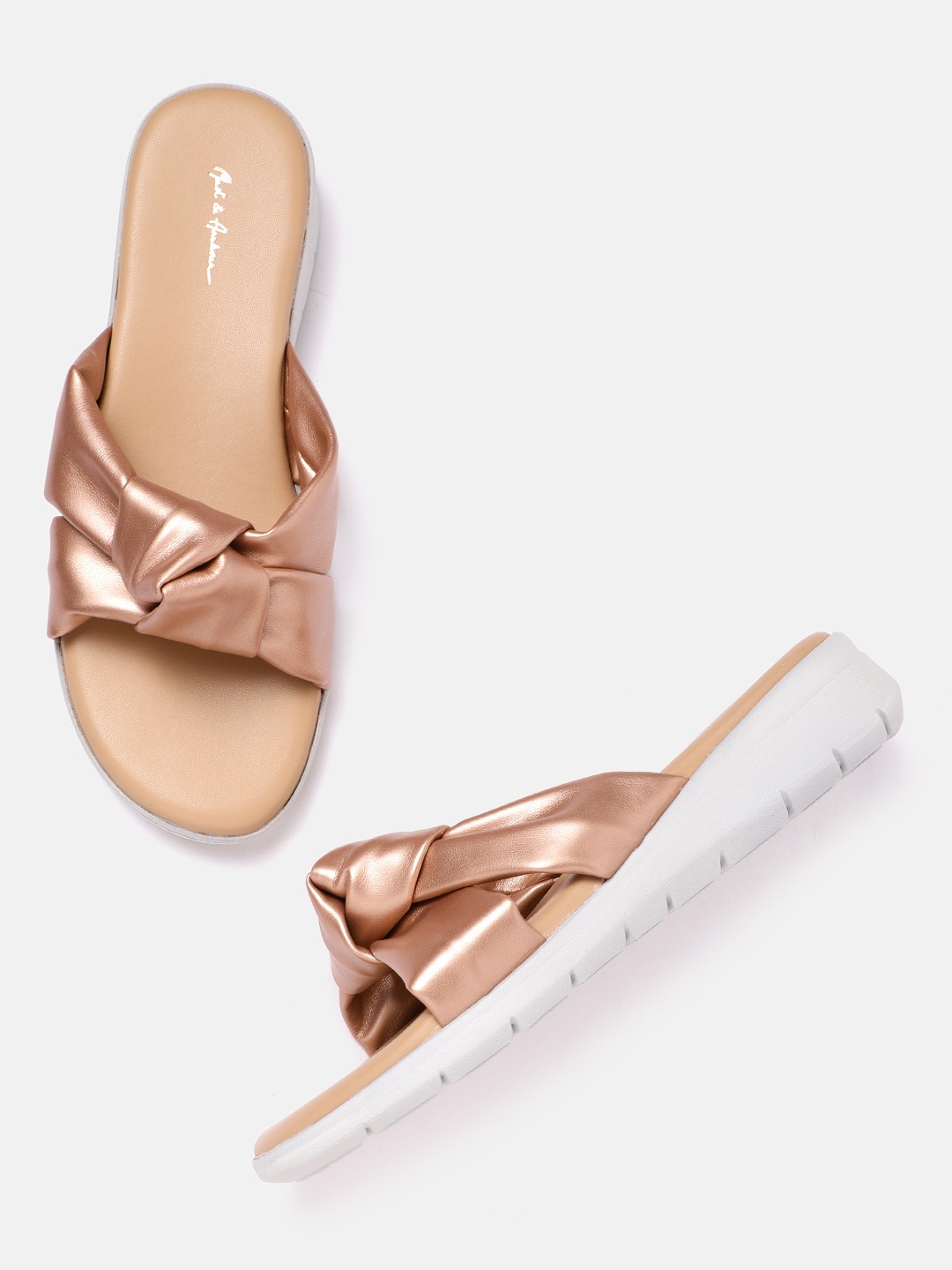 

Mast & Harbour Women Rose Gold-Toned Solid Open Toe Flats