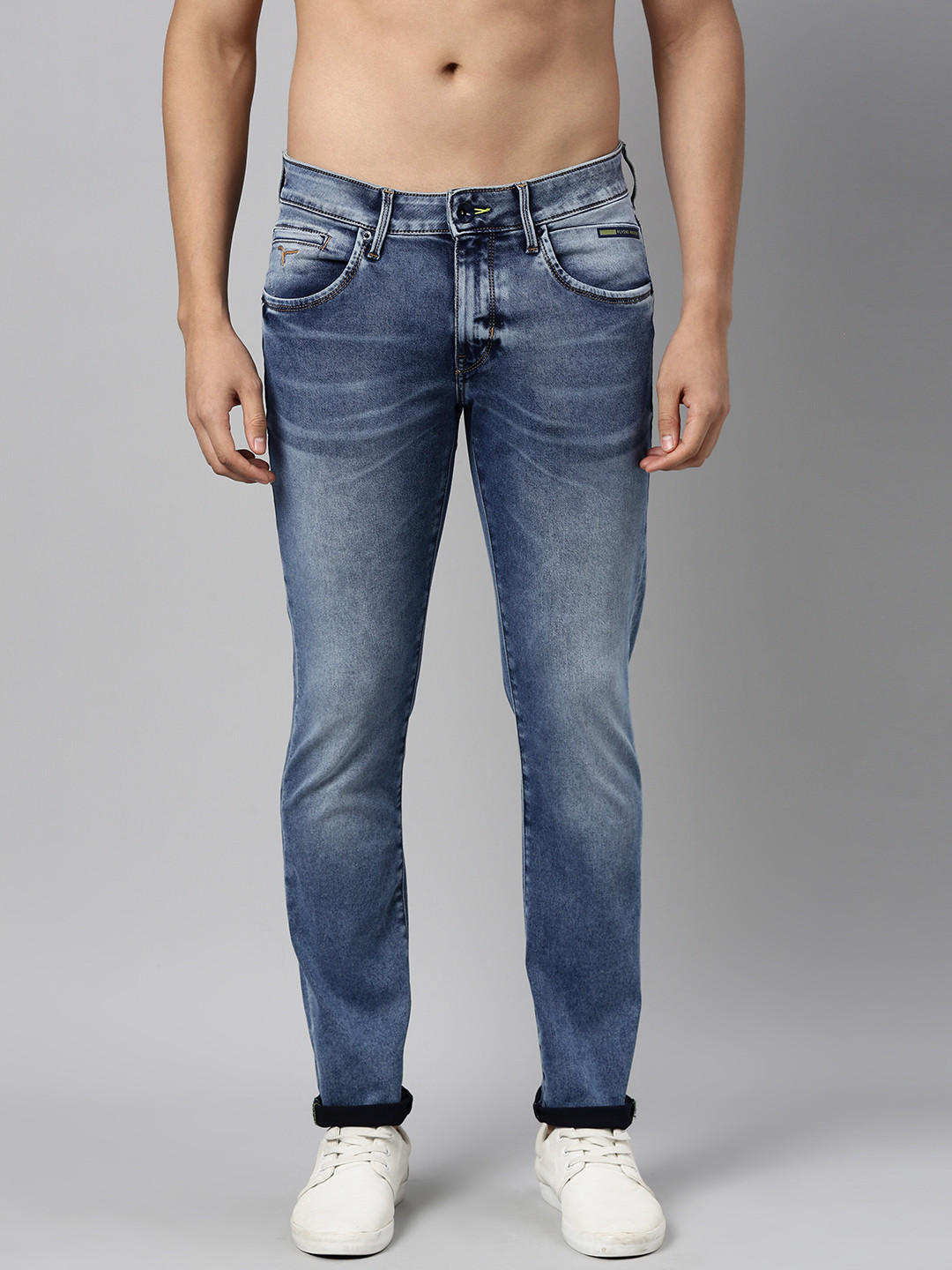

Flying Machine Men Blue Tapered Fit Heavy Fade Stretchable Jeans