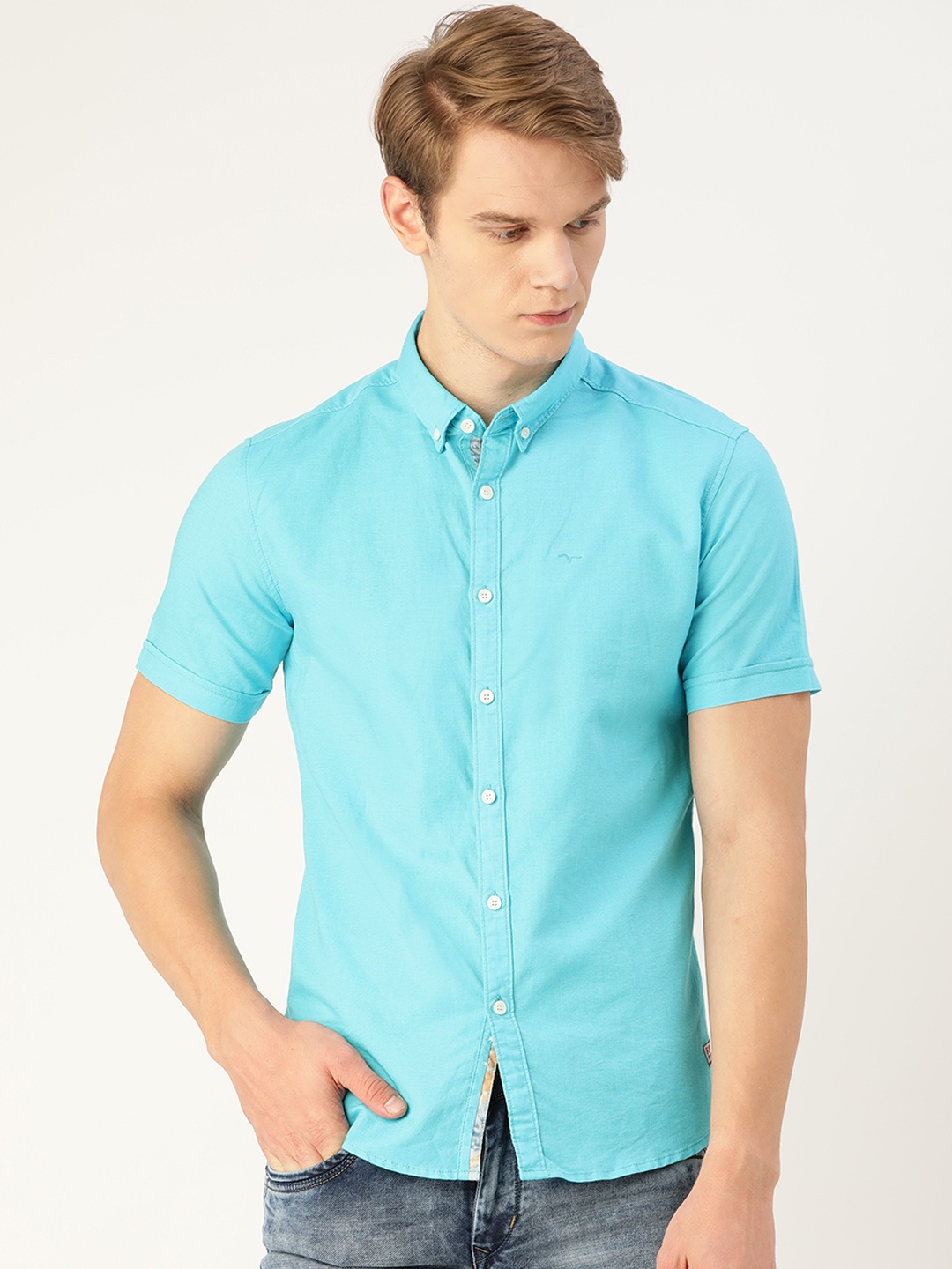 

Flying Machine Men Blue Slim Fit Casual Shirt