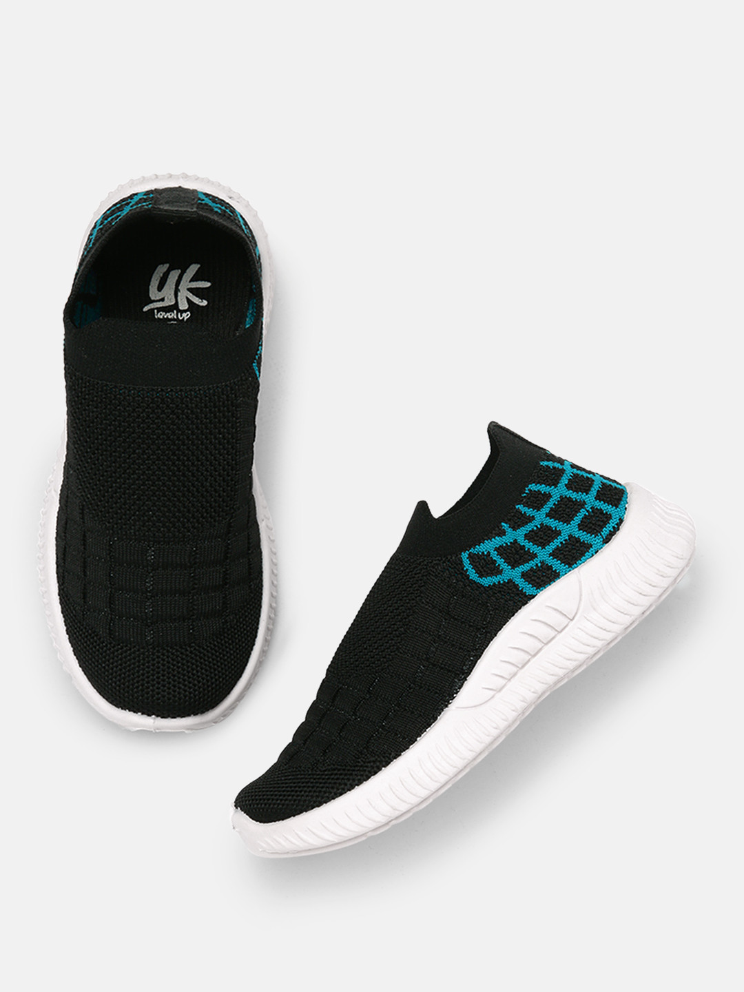 

YK Boys Black & Blue Printed Slip-On Sneakers