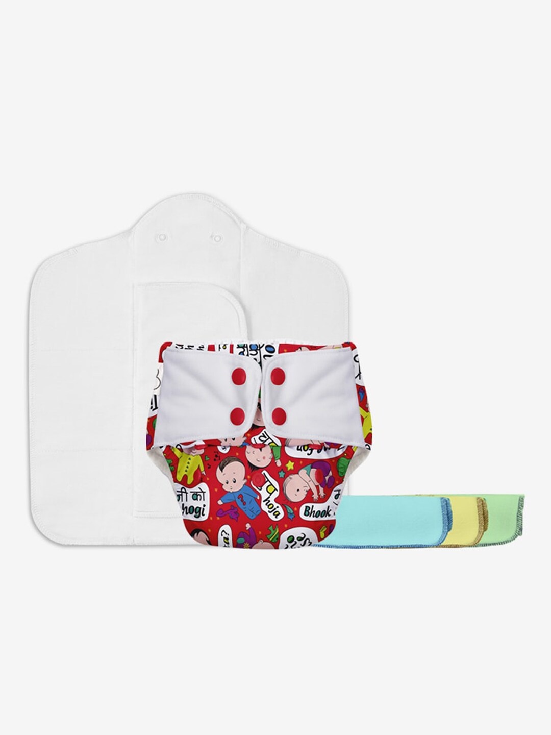 

SuperBottoms Unisex Kids Red & White Printed Organic-Cotton Reusable Sustainable Cloth Diaper With 2 Pads