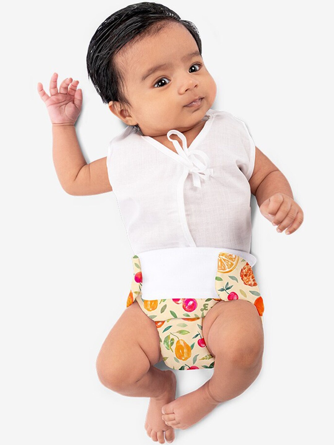 

SuperBottoms Newborn UNO Fruit Burst Sustainable Cloth Diaper with 1 Dry Feel Pad, Peach