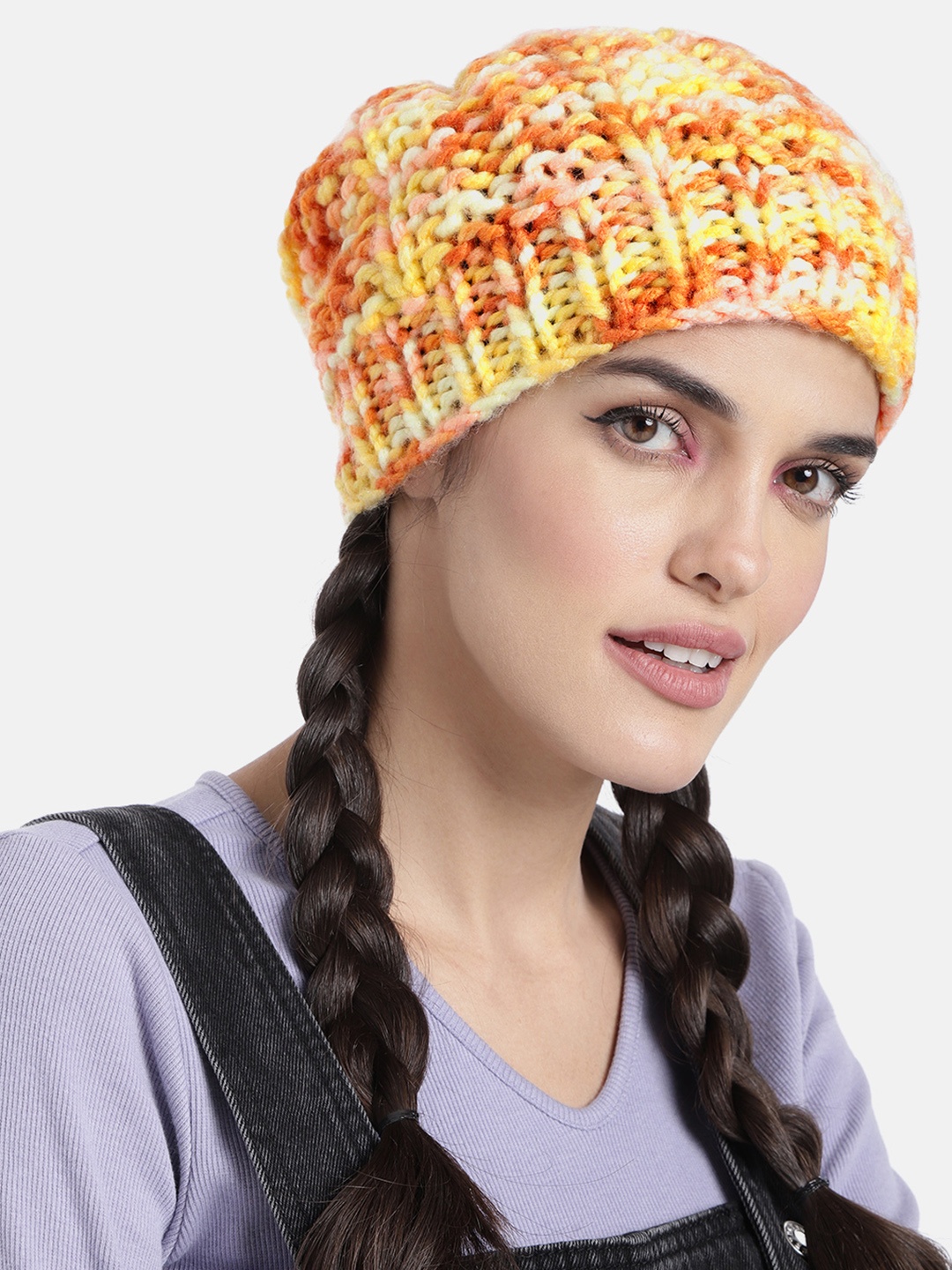 

Magic Needles Unisex Yellow Handknitted Beanie