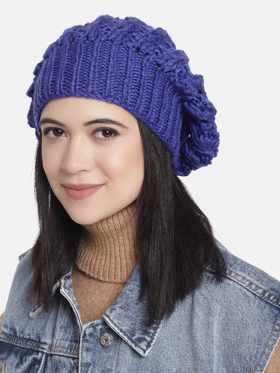 

Magic Needles Women Blue Handknitted Beanie