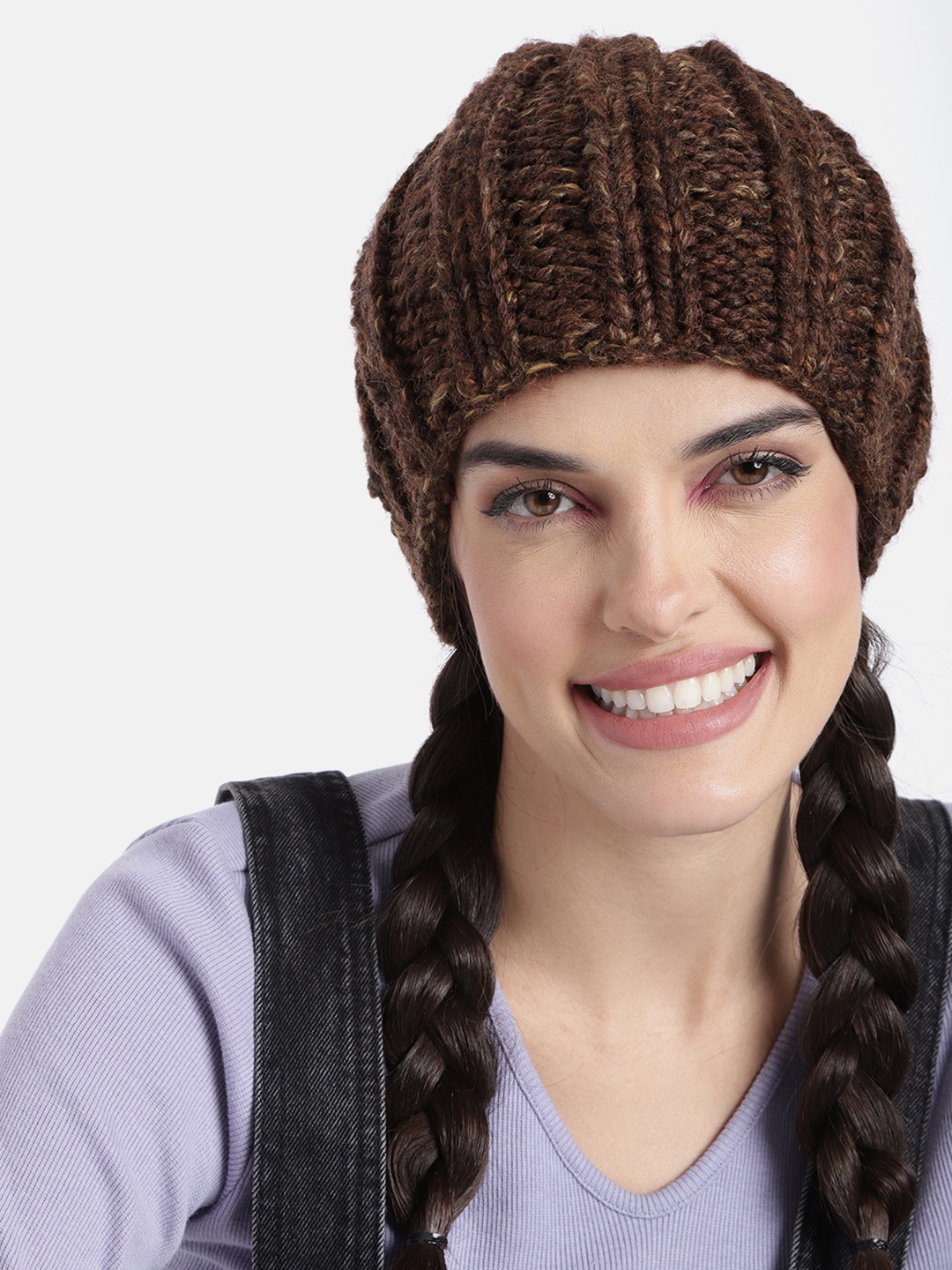 

Magic Needles Unisex Brown Handknitted Beanie