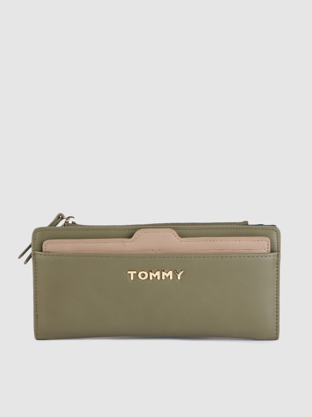 

Tommy Hilfiger Women Olive & Beige Solid Two Fold Wallet