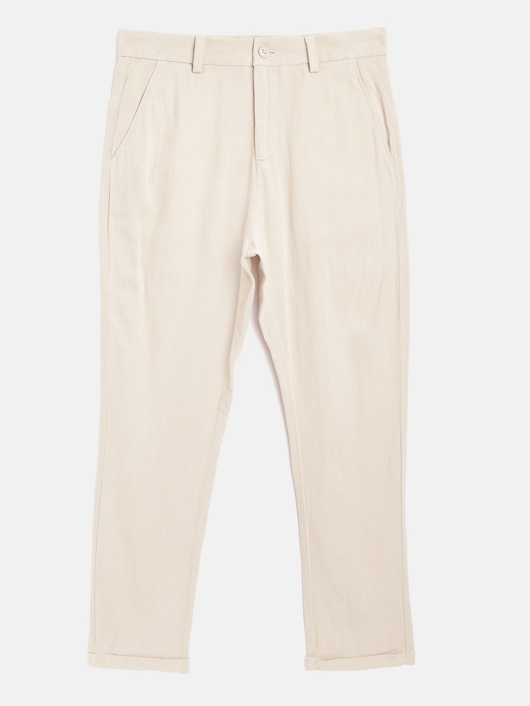 

Marks & Spencer Boys Beige Solid Regular Fit Trousers