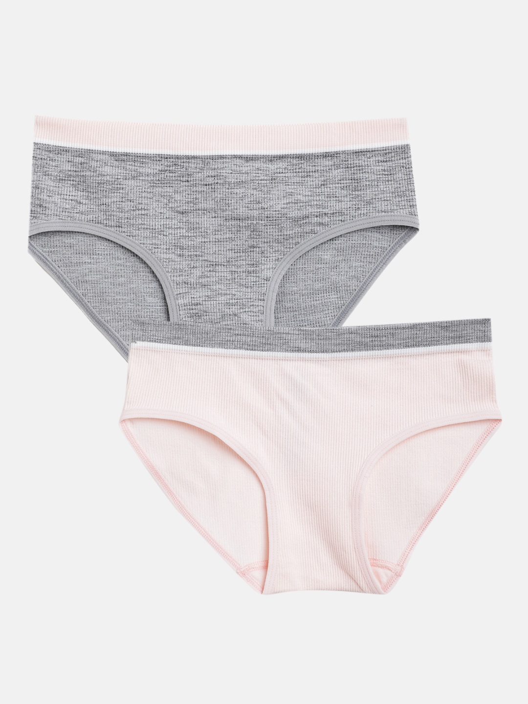 

Marks & Spencer Girls Pack of 2 Self Striped Basic Briefs, Pink