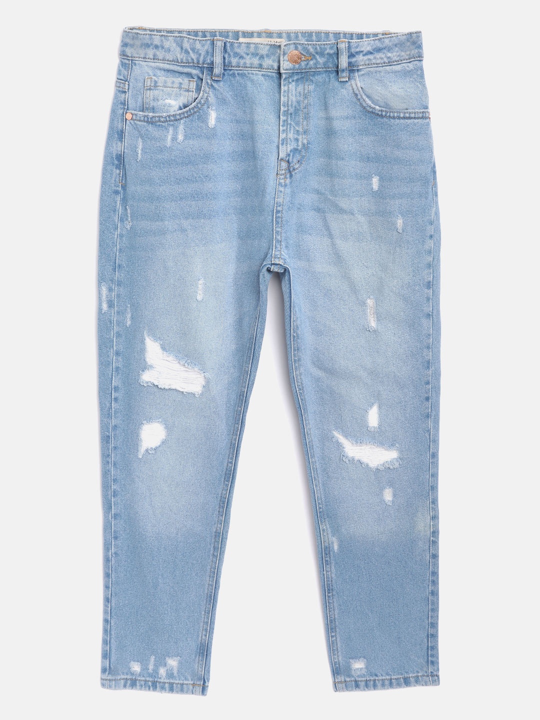 

Marks & Spencer Girls Blue Pure Cotton Mom Fit High Distressed Sustainable Jeans