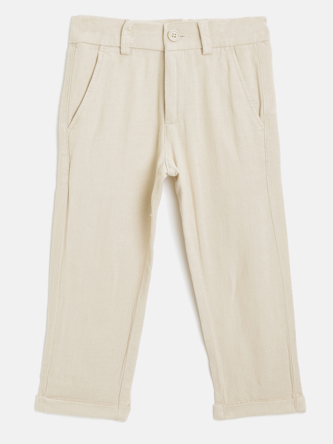 

Marks & Spencer Boys Beige Solid Regular Fit Trousers