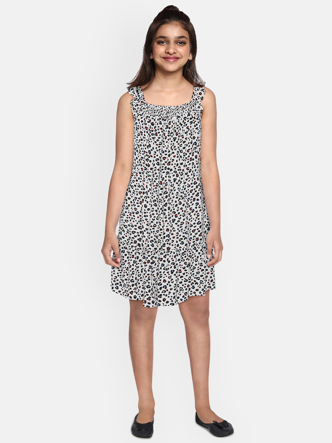 

Marks & Spencer Girls White & Black Leopard Print Sustainable A-Line Dress