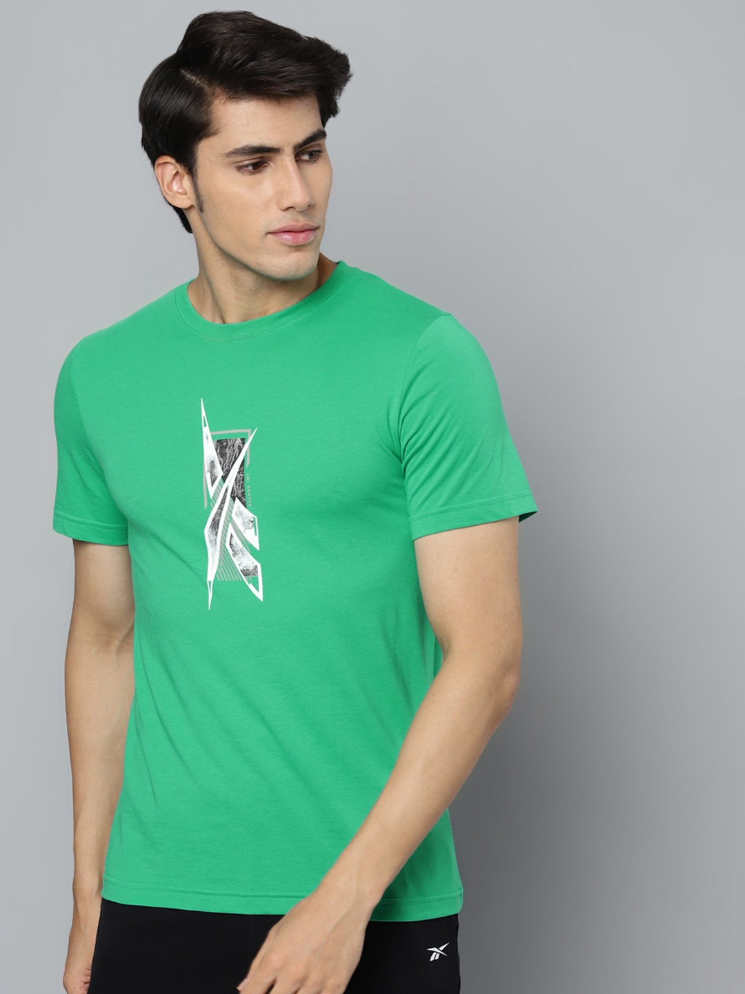 

Reebok Men Green Essentials Basic GR Printed Training T-shirt