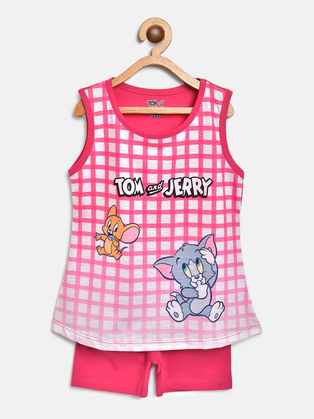 

Eteenz Girls Pink & White Tom & Jerry Print T-shirt with Shorts