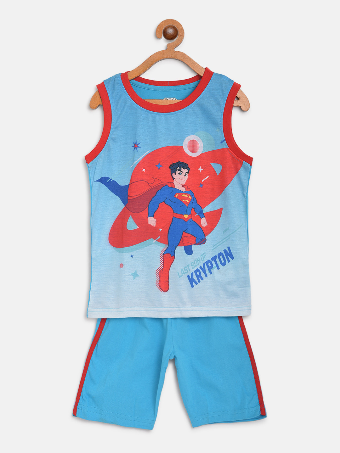 

Eteenz Boys Blue & Red Superman Print T-shirt with Shorts