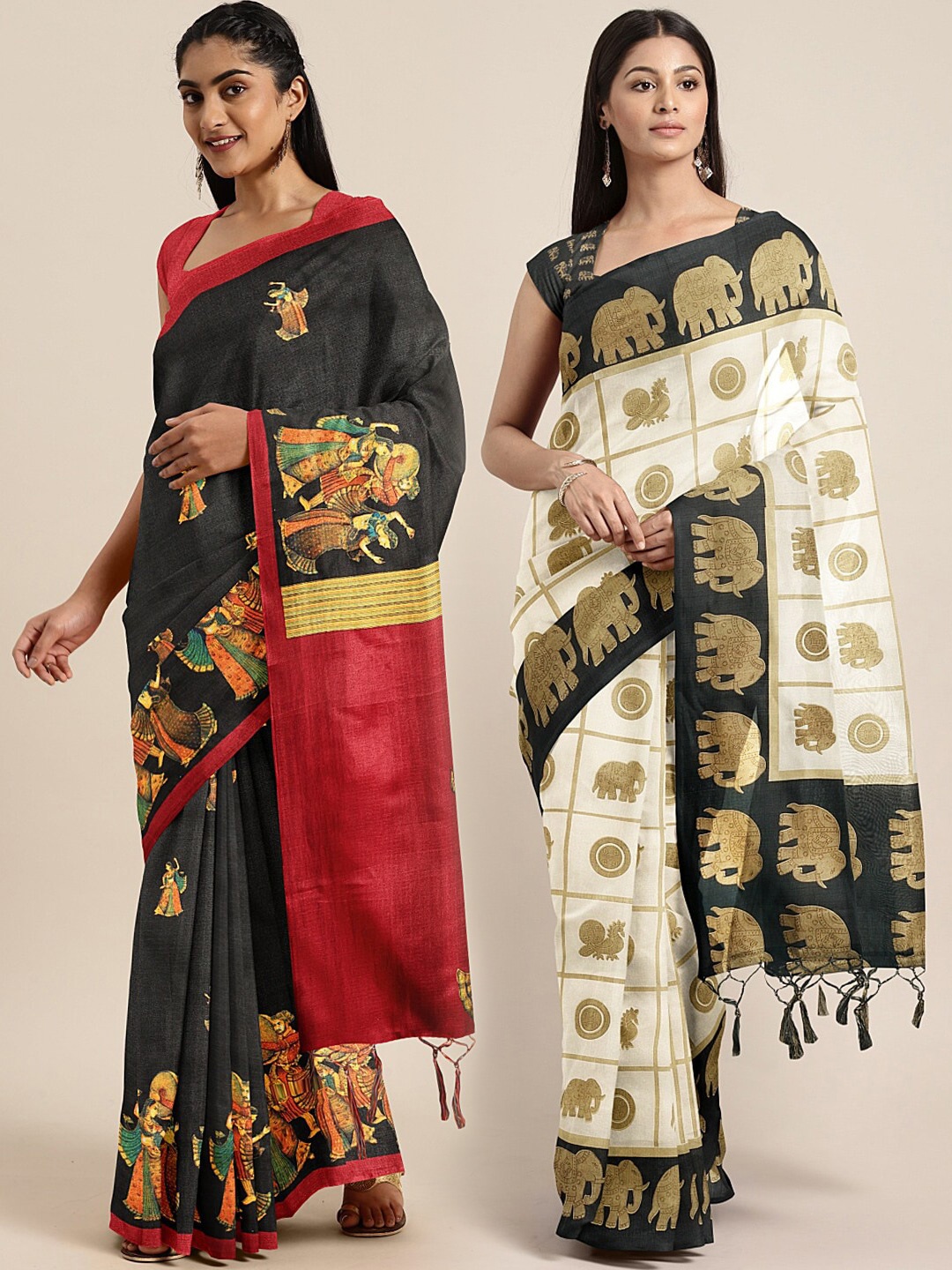

KALINI Multicolored Printed Saree, Black