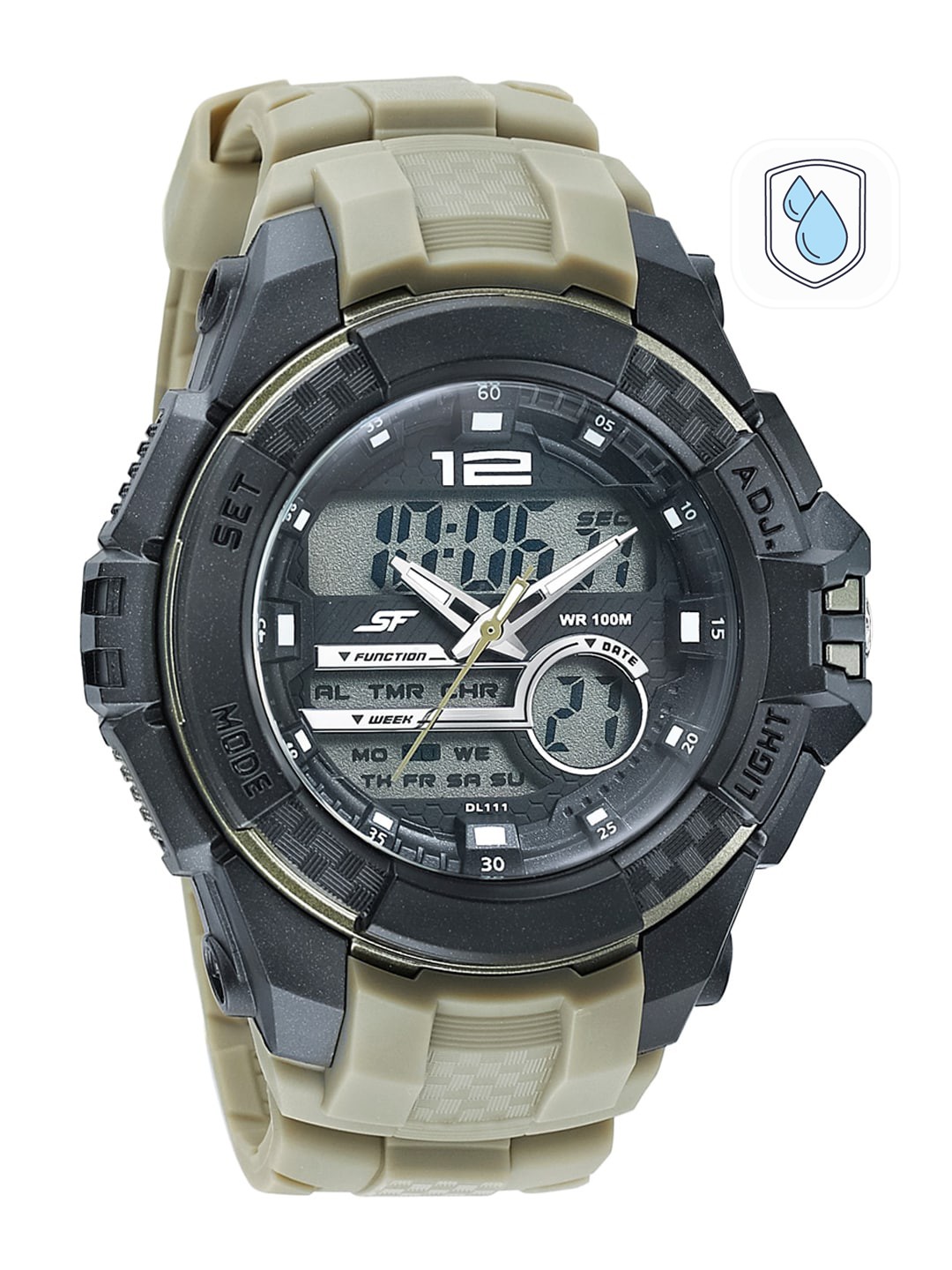 

Sonata Men Black & Green Analogue and Digital Watch 77027PP06