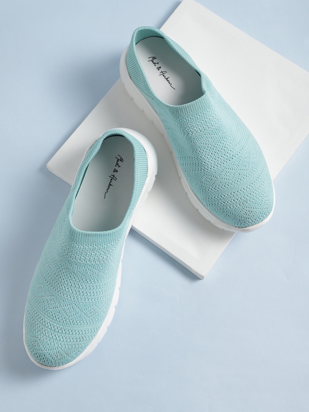 

Mast & Harbour Women Mint Green Woven Design Sneakers